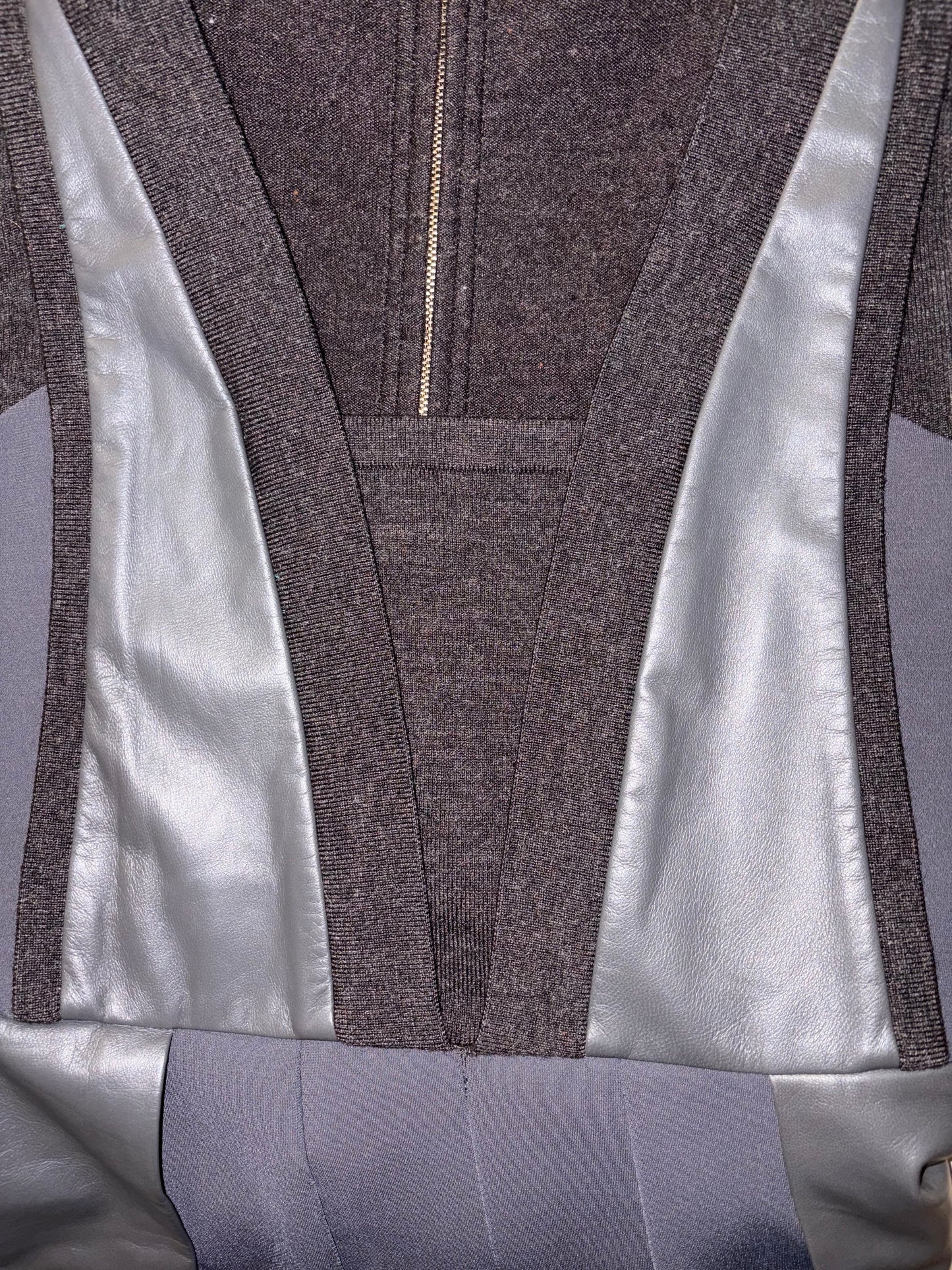 Lamb Leather Detail Pleated Silk Lining Dress | Sz IT 36 ~ Small