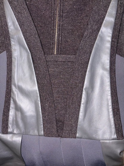 Lamb Leather Detail Pleated Silk Lining Dress | Sz IT 36 ~ Small