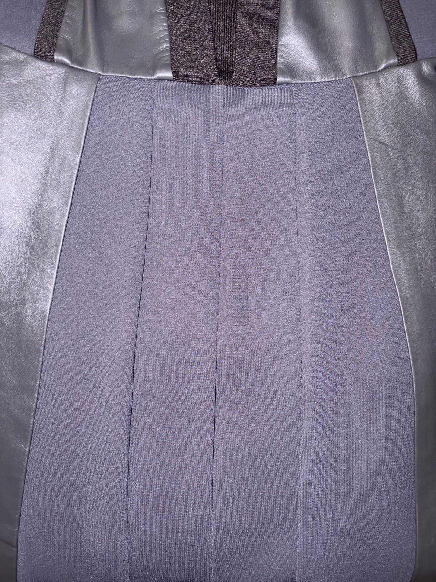 Lamb Leather Detail Pleated Silk Lining Dress | Sz IT 36 ~ Small
