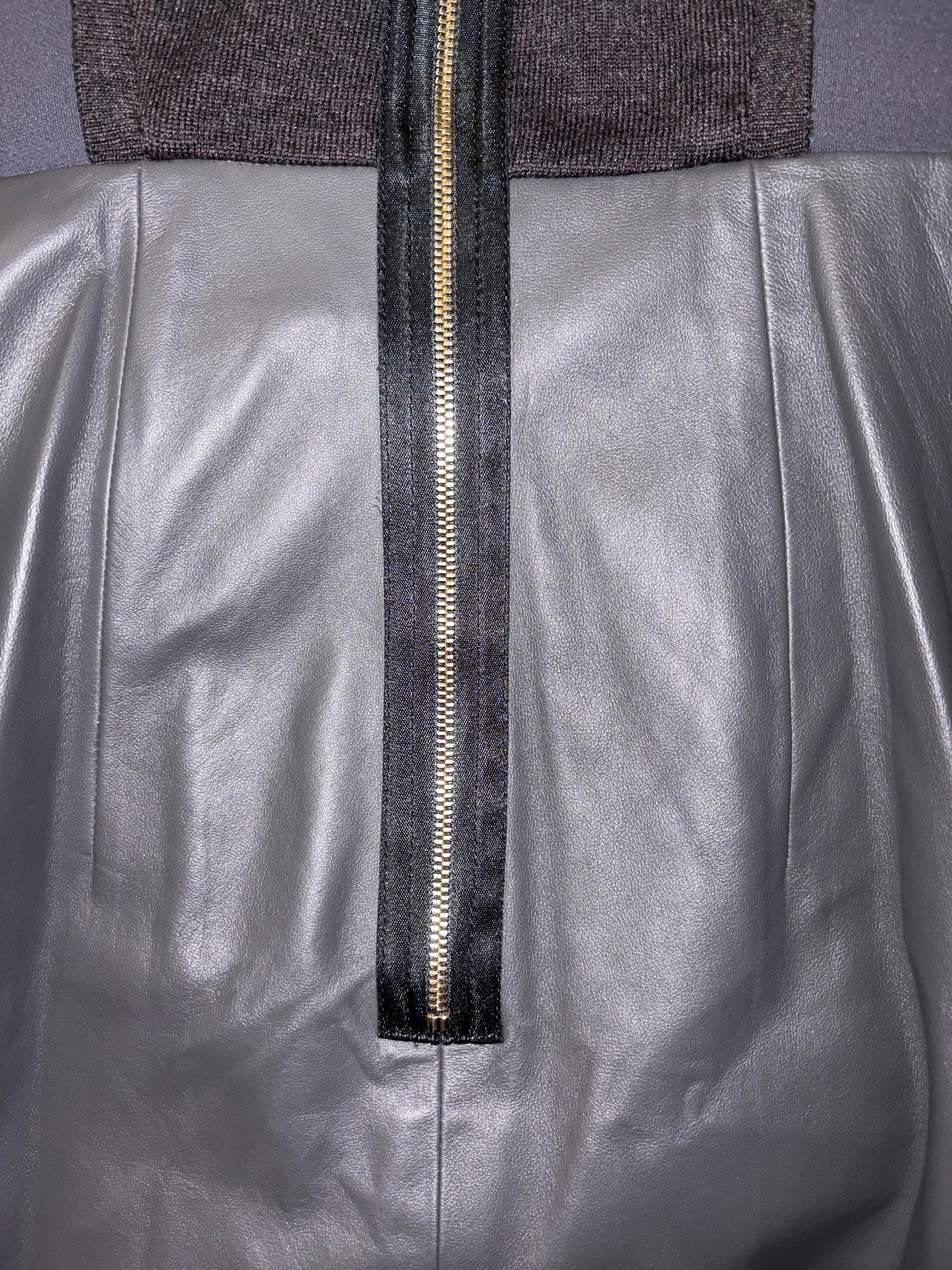 Lamb Leather Detail Pleated Silk Lining Dress | Sz IT 36 ~ Small