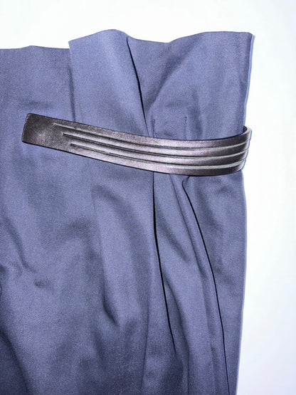 Cotton Side Belt Minimalist Italy Made Knee Skirt | Sz DE34 ~ Small