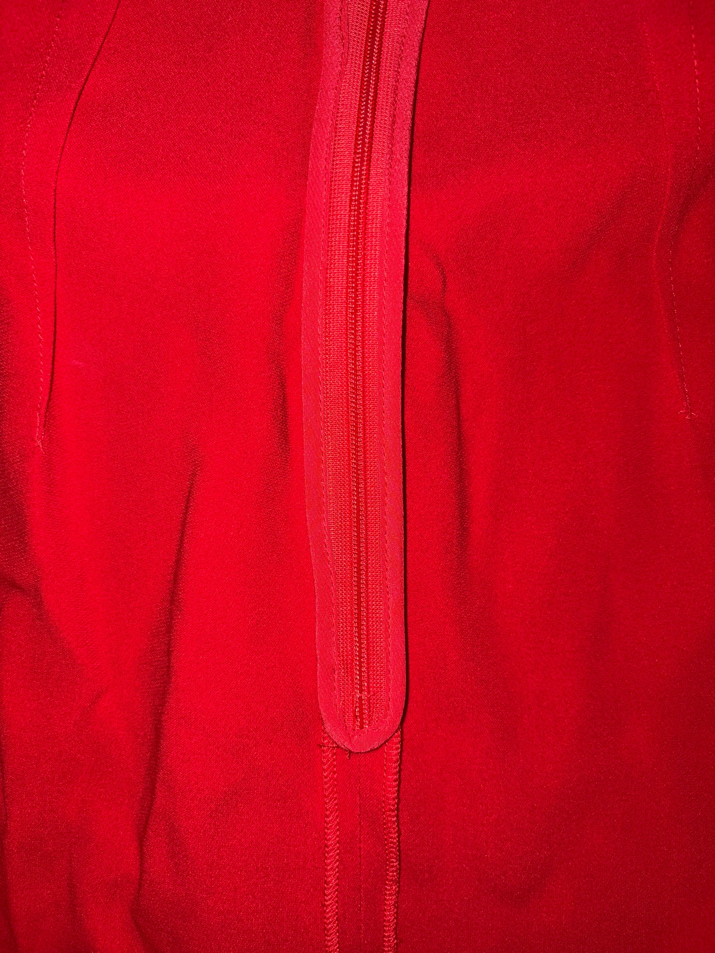 Slit Sleeves Silk Lined Belted Midi Dress Red | Sz IT 38