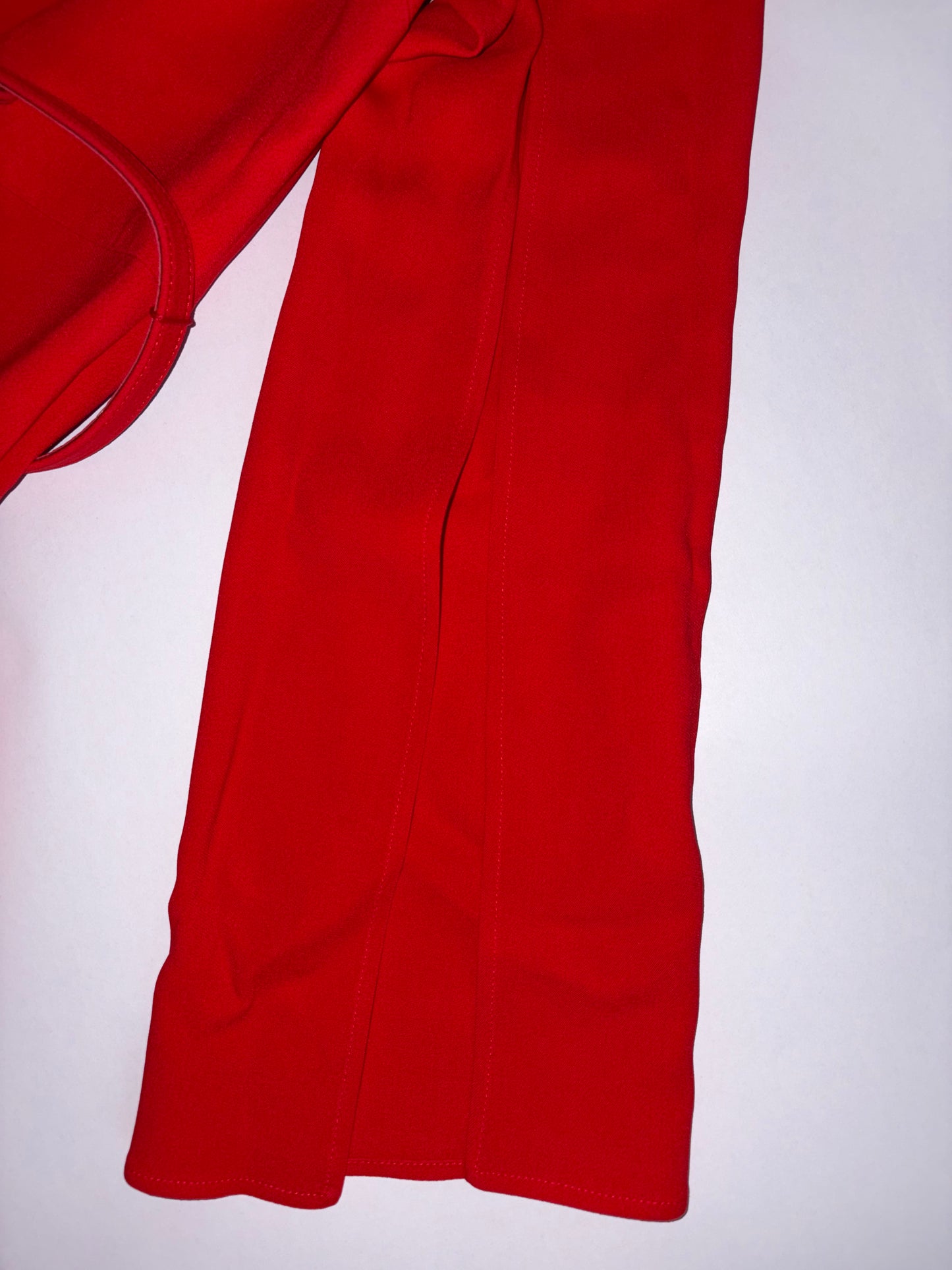 Slit Sleeves Silk Lined Belted Midi Dress Red | Sz IT 38