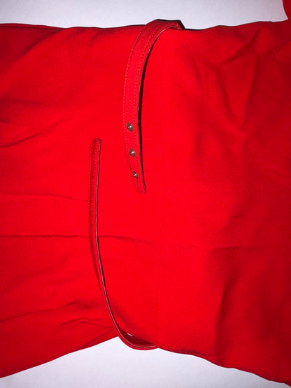 Slit Sleeves Silk Lined Belted Midi Dress Red | Sz IT 38