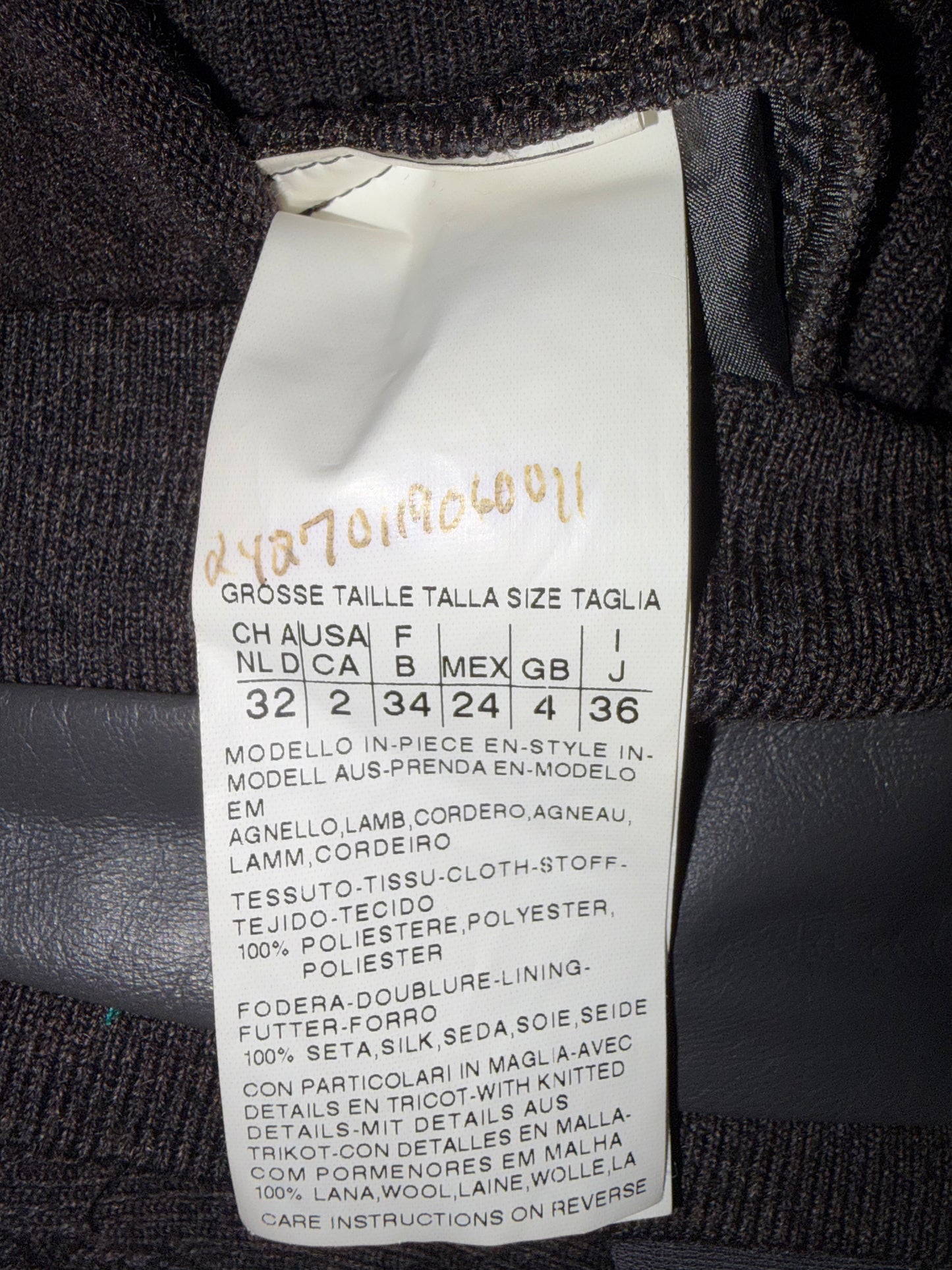 Lamb Leather Detail Pleated Silk Lining Dress | Sz IT 36 ~ Small