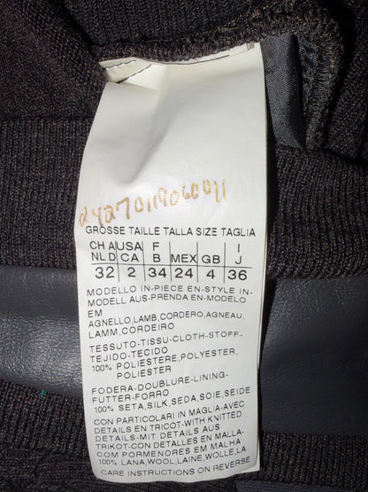 Lamb Leather Detail Pleated Silk Lining Dress | Sz IT 36 ~ Small