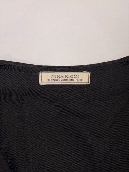 100% Virgin Wool Black V Neck Blouse | Sz FR34 ~ Small