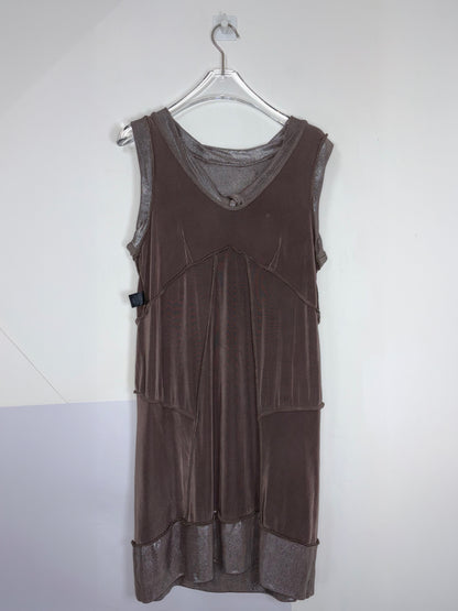 Party Metallic Silver V-Neck Mini Shift Dress | Sz XSmall