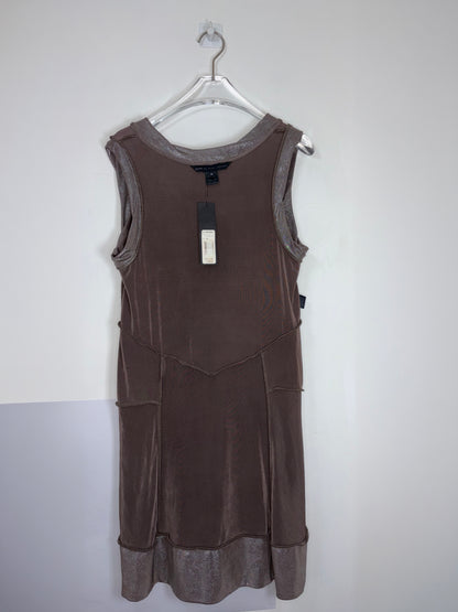 Party Metallic Silver V-Neck Mini Shift Dress | Sz XSmall