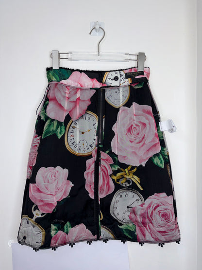 Wool Boucle Lace Hem Silk Lining Black Skirt | Sz IT40 ~ Small