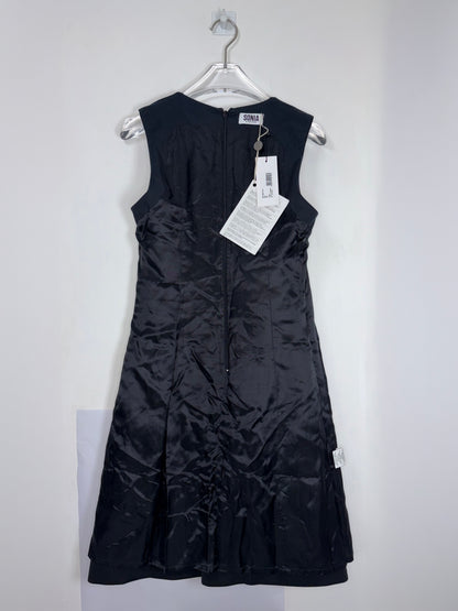 Black Sleeveless Crew Neck A-Line Dress |Sz FR 36~ Small