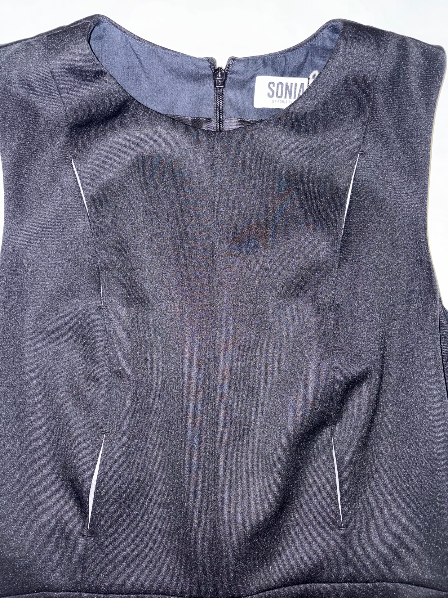 Black Sleeveless Crew Neck A-Line Dress |Sz FR 36~ Small