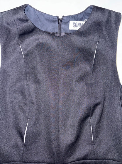 Black Sleeveless Crew Neck A-Line Dress |Sz FR 36~ Small