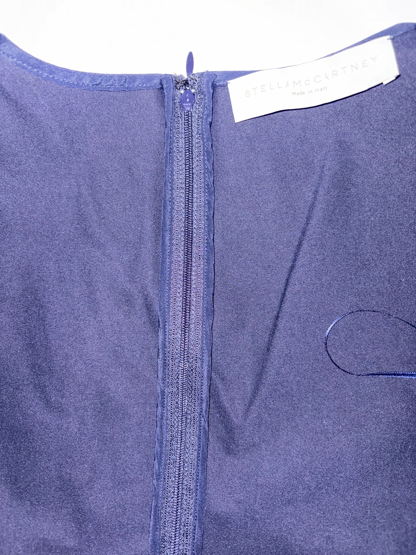 Navy Blue Jersey Lace Sides Sleeveless Sheath Dress | Sz IT38