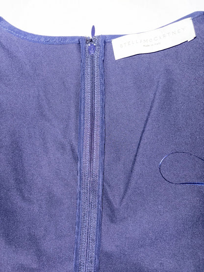 Navy Blue Jersey Lace Sides Sleeveless Sheath Dress | Sz IT38