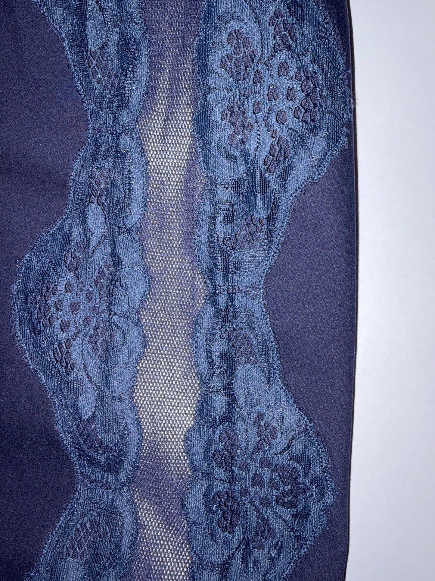 Navy Blue Jersey Lace Sides Sleeveless Sheath Dress | Sz IT38