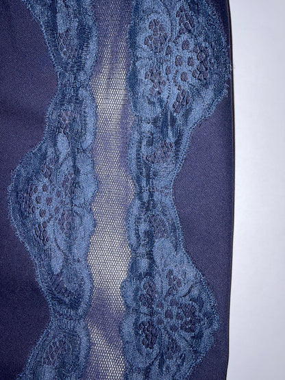 Navy Blue Jersey Lace Sides Sleeveless Sheath Dress | Sz IT38