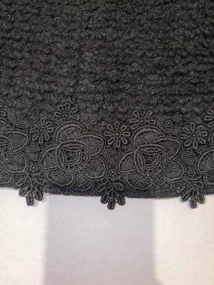 Wool Boucle Lace Hem Silk Lining Black Skirt | Sz IT40 ~ Small