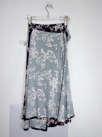 Black Floral Stretch Jersey Wrap Skirt | FR34 ~ XSmall