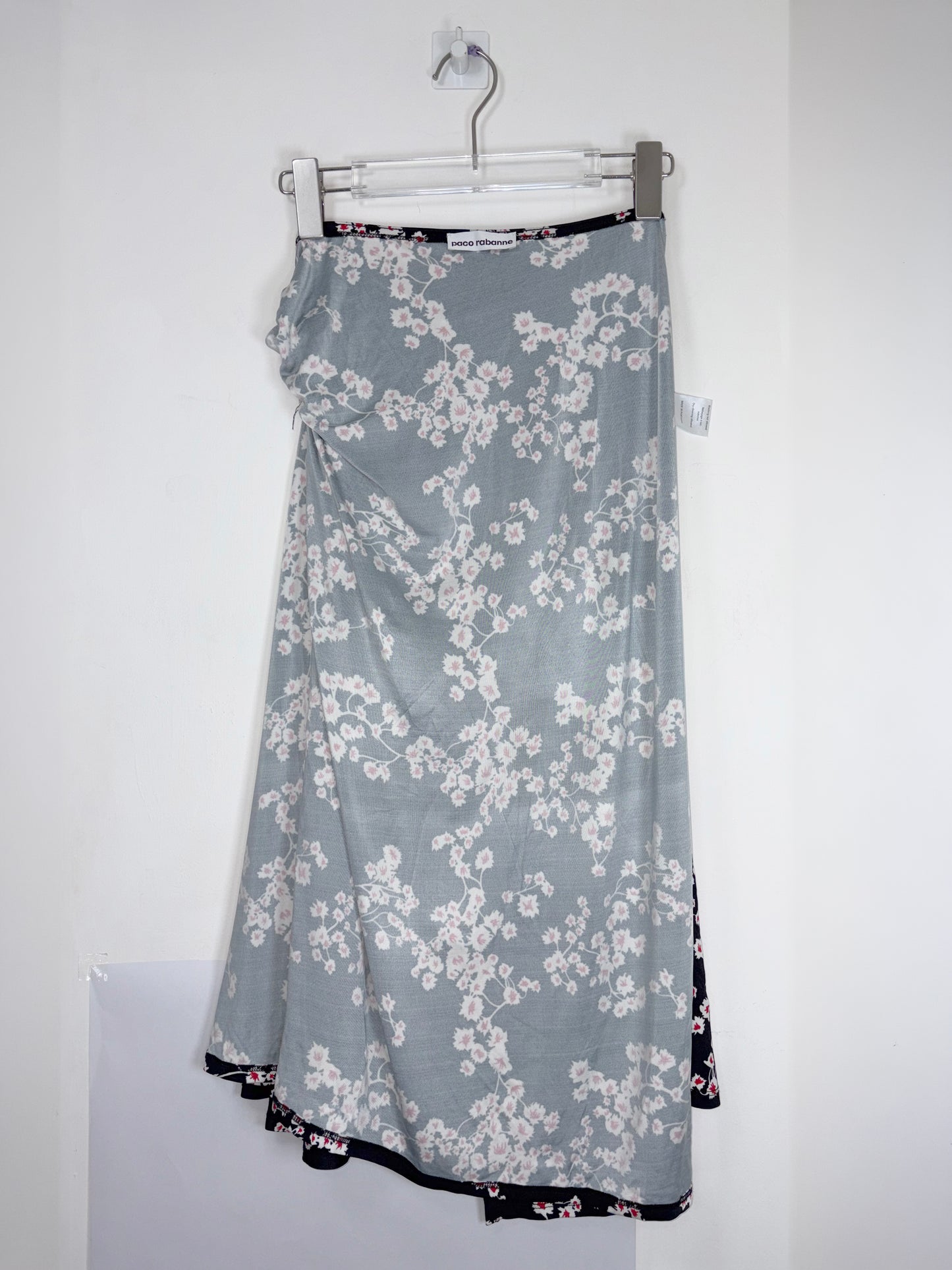 Black Floral Stretch Jersey Wrap Skirt | FR34 ~ XSmall