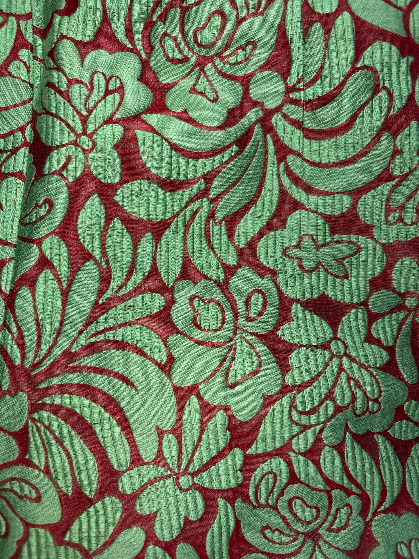 2015 S/S Cotton Silk Green Burgudy Brocade Trousers | Sz IT42 ~ Medium