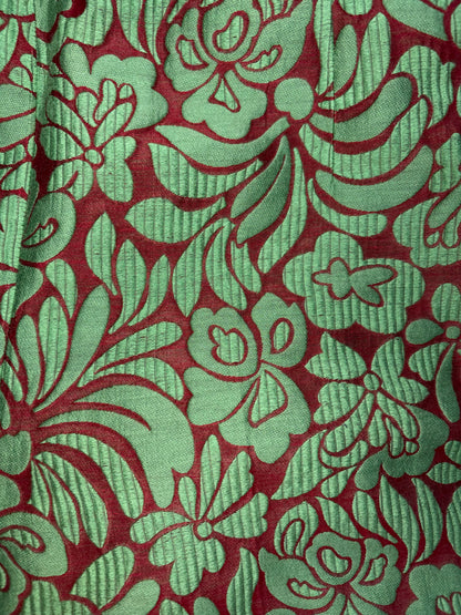 2015 S/S Cotton Silk Green Burgudy Brocade Trousers | Sz IT42 ~ Medium