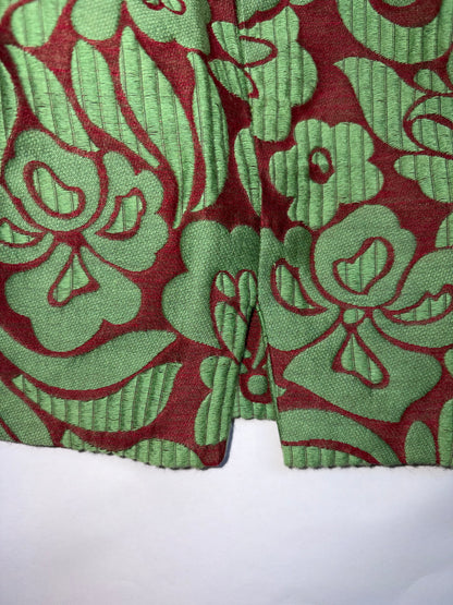 2015 S/S Cotton Silk Green Burgudy Brocade Trousers | Sz IT42 ~ Medium