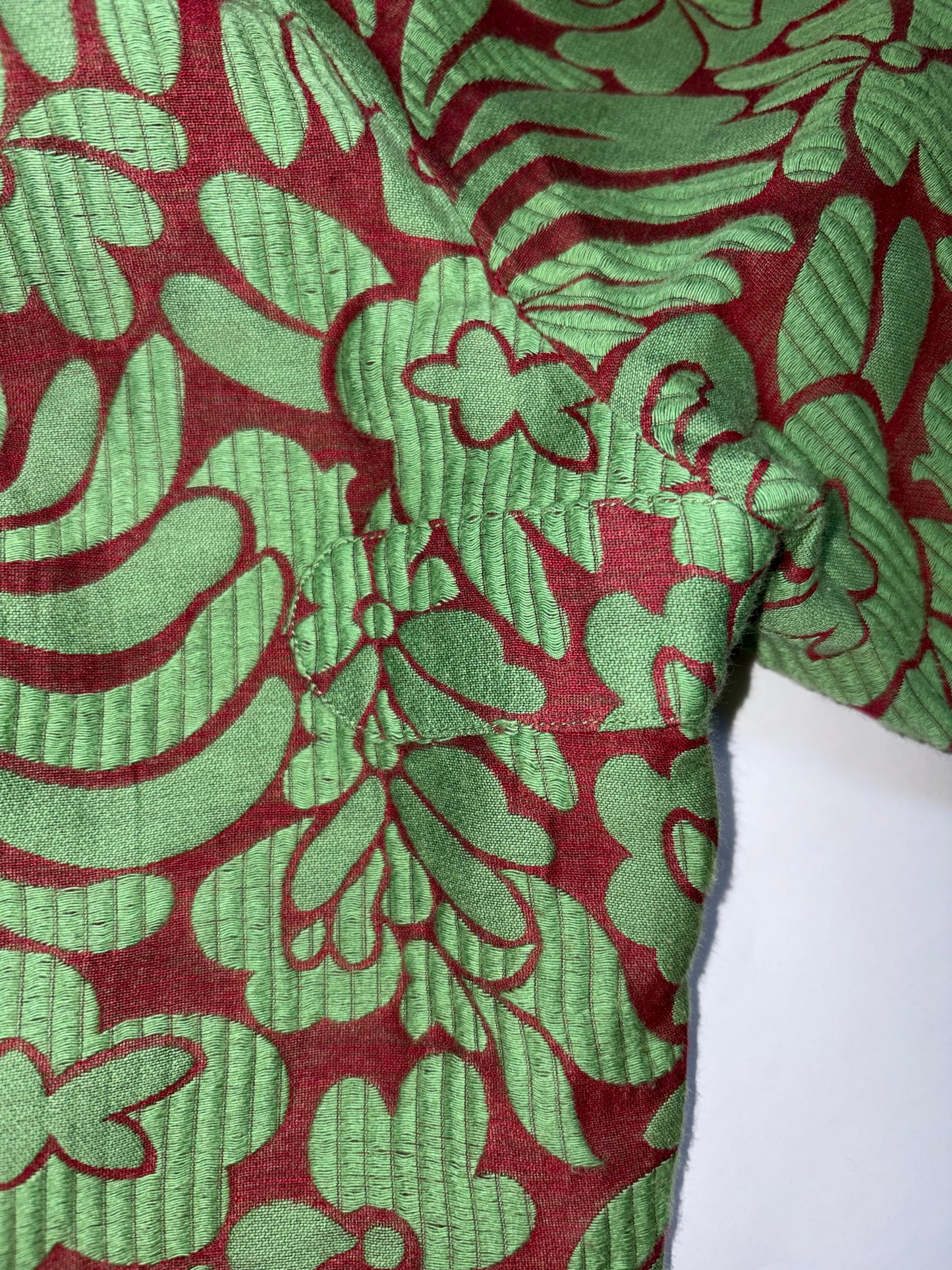 2015 S/S Cotton Silk Green Burgudy Brocade Trousers | Sz IT42 ~ Medium