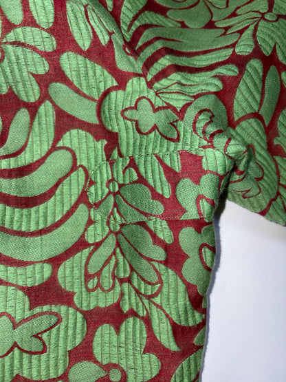 2015 S/S Cotton Silk Green Burgudy Brocade Trousers | Sz IT42 ~ Medium