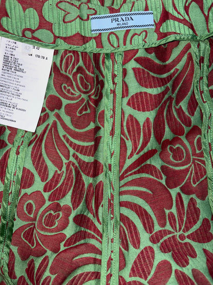 2015 S/S Cotton Silk Green Burgudy Brocade Trousers | Sz IT42 ~ Medium