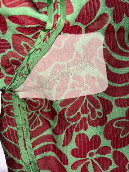 2015 S/S Cotton Silk Green Burgudy Brocade Trousers | Sz IT42 ~ Medium