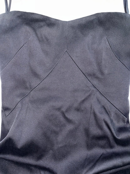 Structural Cotton Strappy A-line Black Dress | Sz EU34 ~ XXSmall