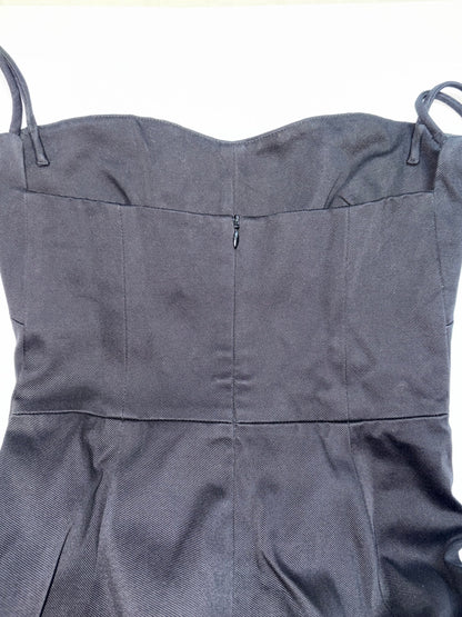 Structural Cotton Strappy A-line Black Dress | Sz EU34 ~ XXSmall