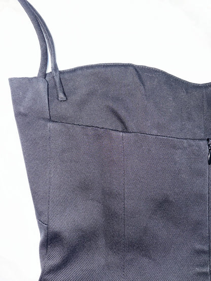Structural Cotton Strappy A-line Black Dress | Sz EU34 ~ XXSmall