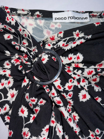Black Floral Stretch Jersey Wrap Skirt | FR34 ~ XSmall