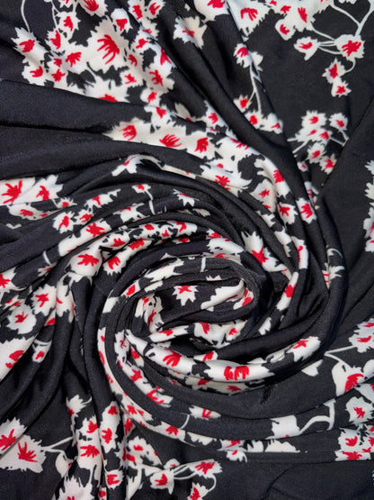 Black Floral Stretch Jersey Wrap Skirt | FR34 ~ XSmall