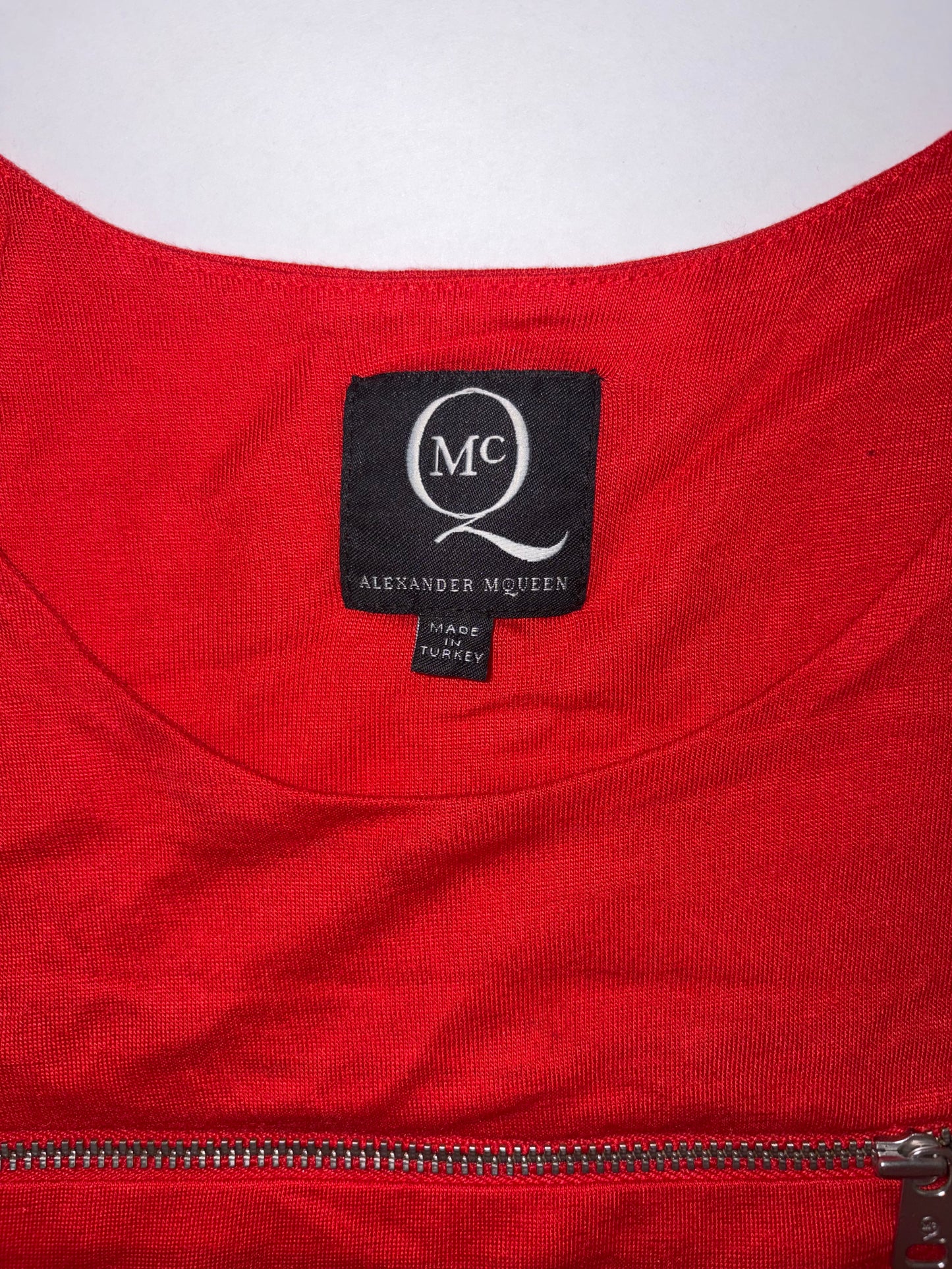 Red Zip Detail Ruched Asymmetry Dress | Sz Small