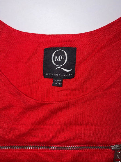 Red Zip Detail Ruched Asymmetry Dress | Sz Small