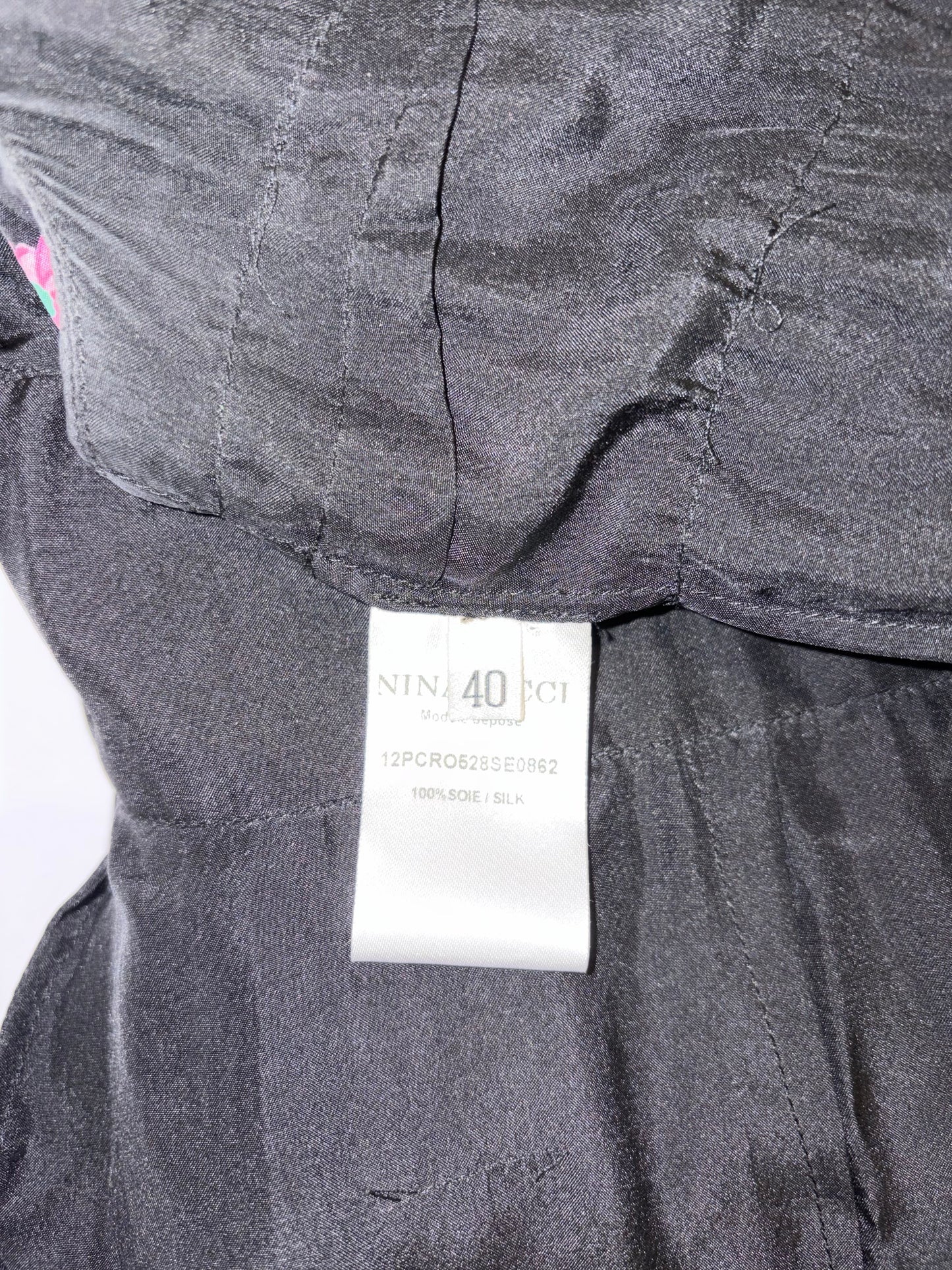 100% Silk Sleeveless Black Floral Tiered Lace Ruffle Dress |Sz FR40