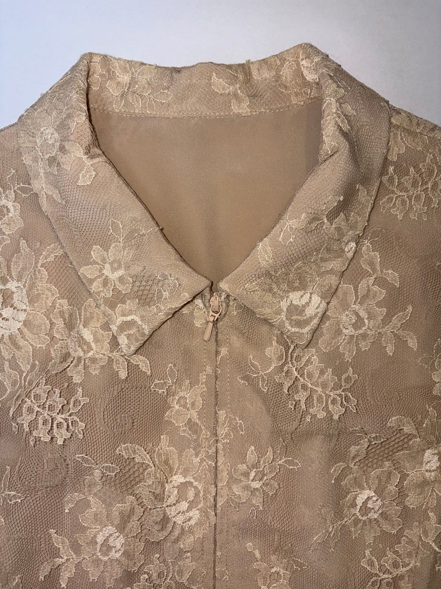 Beige Lace Set Jacket & Sleeveless Top | Sz 9 ~ Small