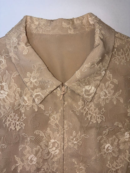 Beige Lace Set Jacket & Sleeveless Top | Sz 9 ~ Small