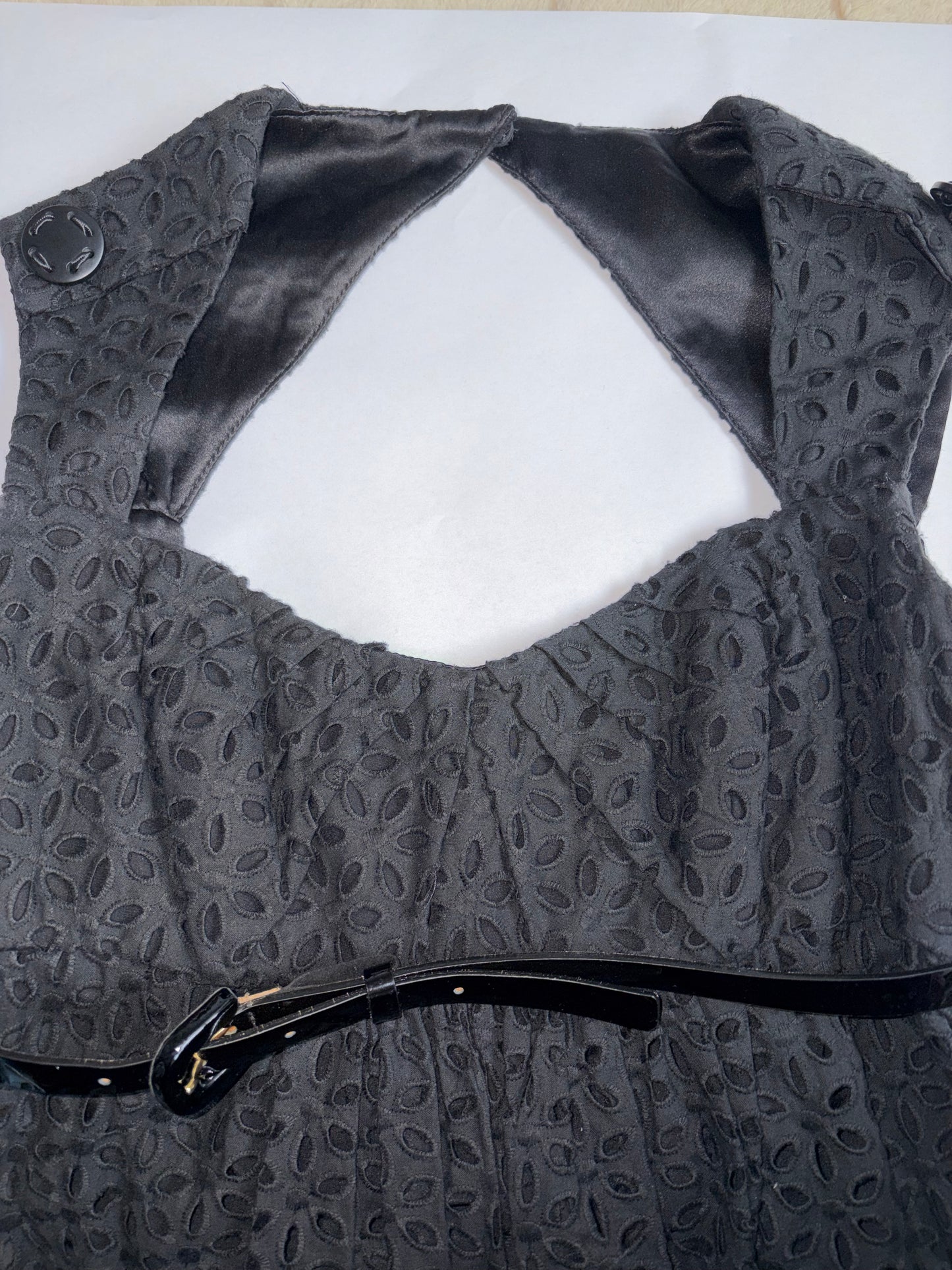 Black Cotton Dress Silk Lining& Cut Out Back |Sz US4 ~ Small