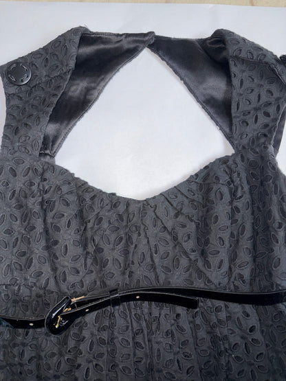 Black Cotton Dress Silk Lining& Cut Out Back |Sz US4 ~ Small