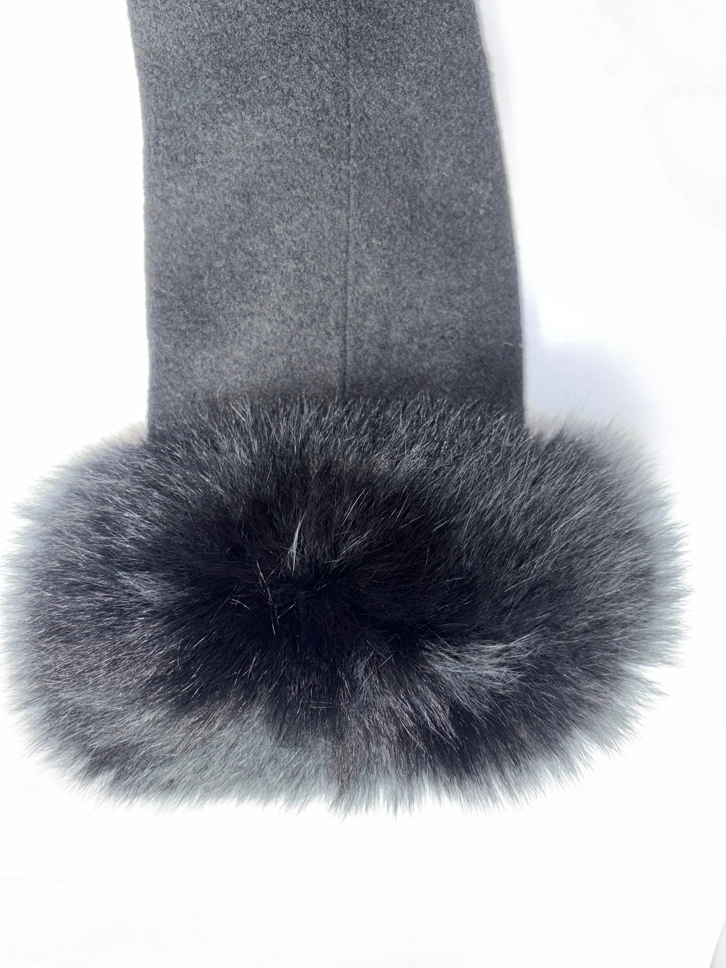 Fox Fur Sleeves Trim Black Coat | Sz M ~ XSmall