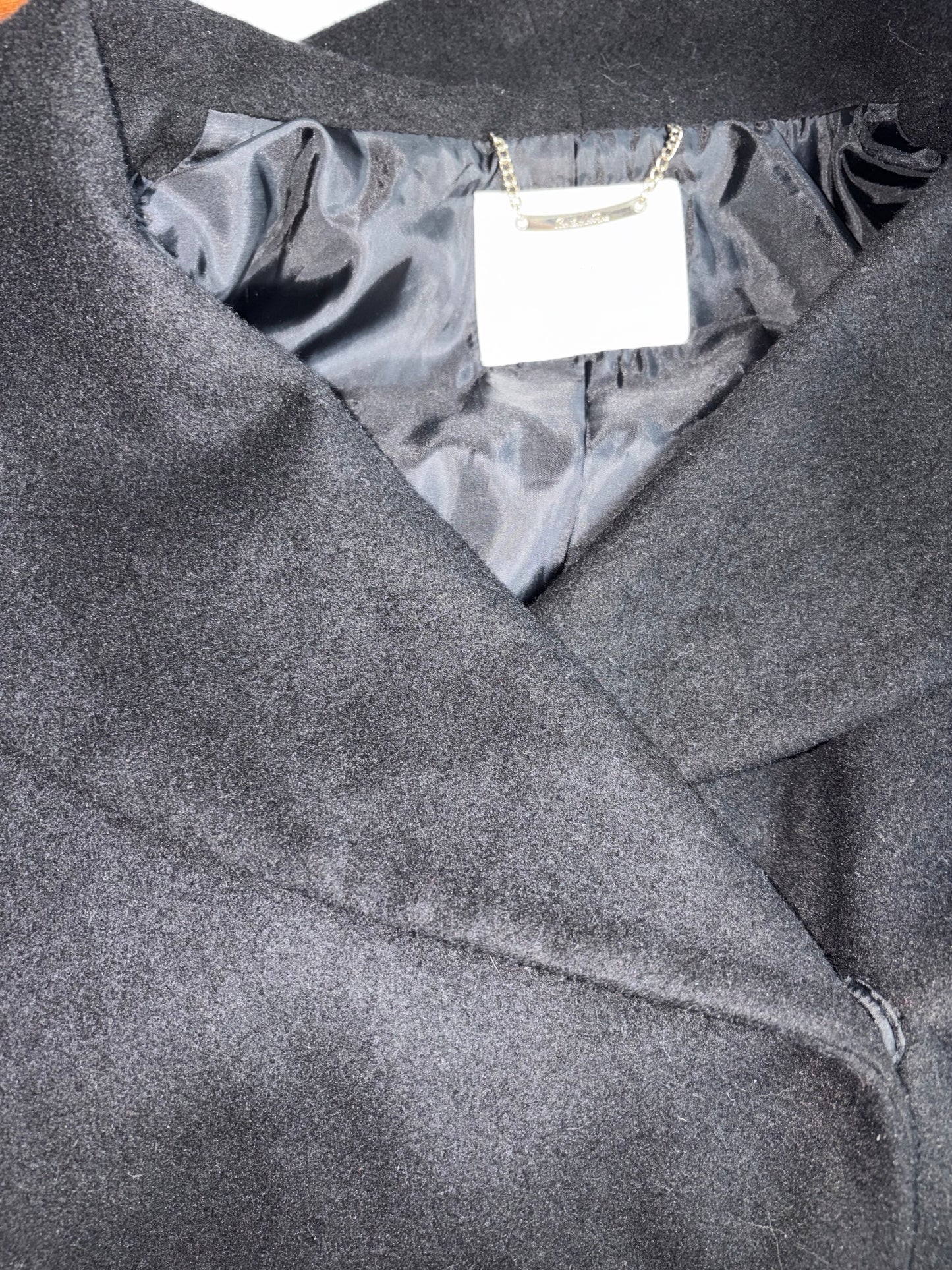 Fox Fur Sleeves Trim Black Coat | Sz M ~ XSmall