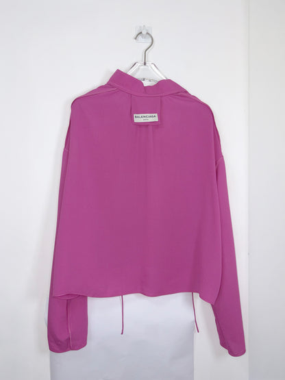 100% Silk Long Sleeve Pink Blouse | Sz FR34