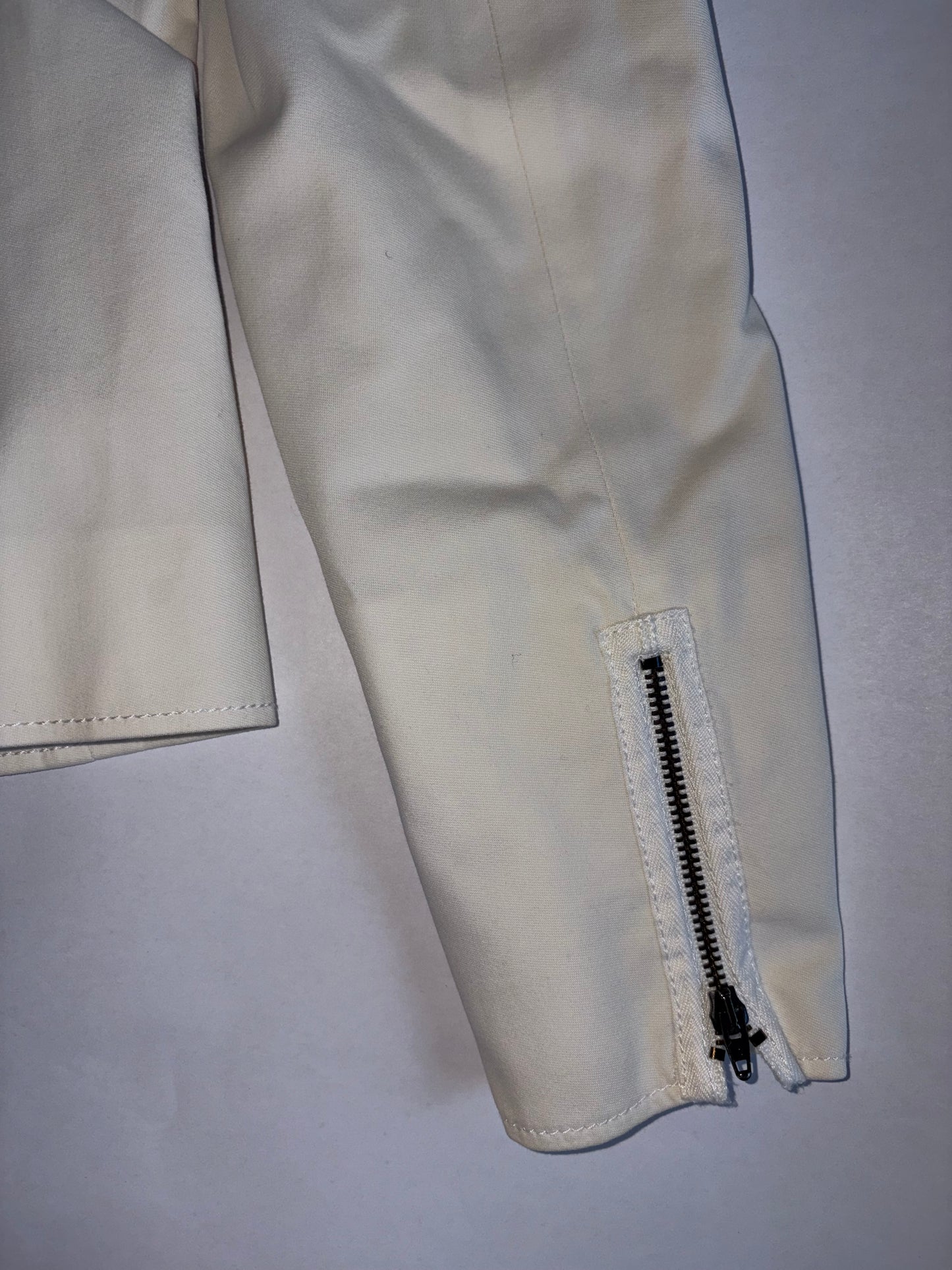 Zipper Detail Flower White Jacket | IT 40 ~ Small