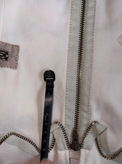 Zipper Detail Flower White Jacket | IT 40 ~ Small