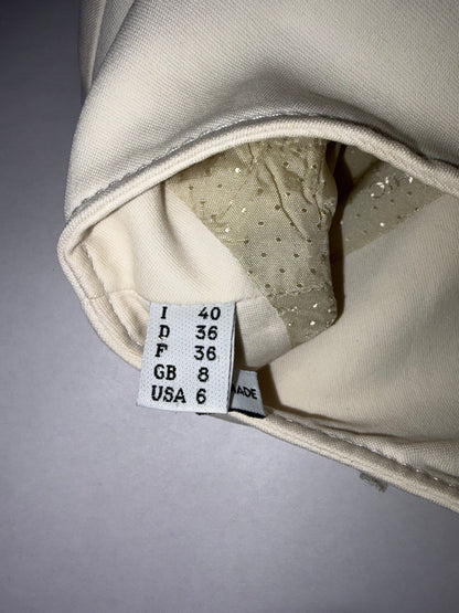 Zipper Detail Flower White Jacket | IT 40 ~ Small