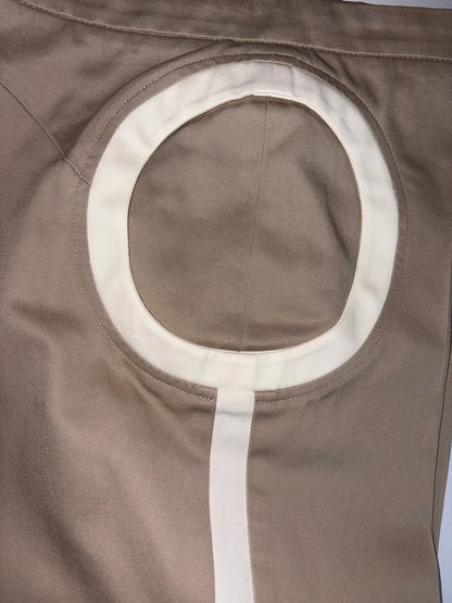 Beige Circle Pocket Detail Cotton Trousers Pants | Sz XS ~ FR36